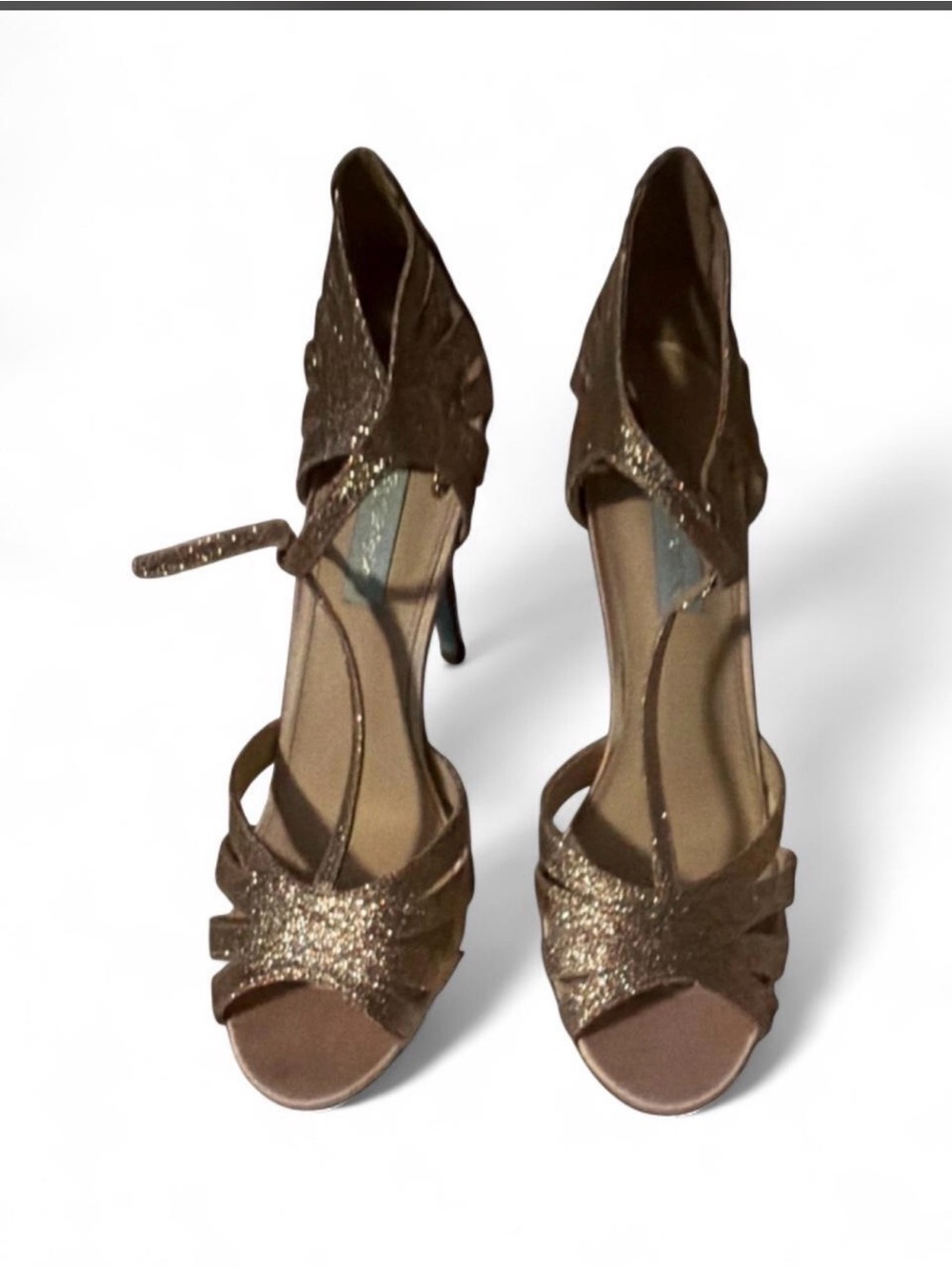 Women’s Glitter Peep-Toe High Heel Sandals - Bronze